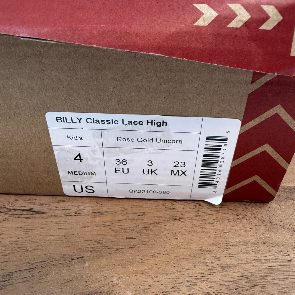 New Big Kids Unisex Billy Classic Lace High Rose Gold Sneakers Unicorn Shoe Sz 4 - Picture 8 of 8